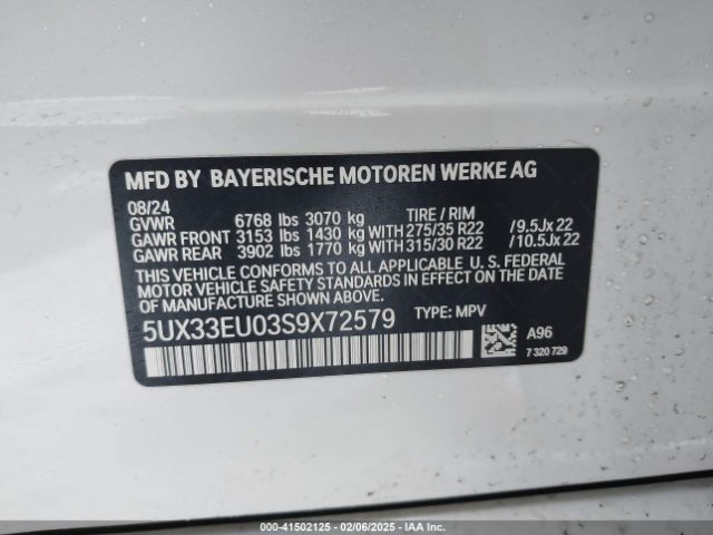 5UX33EU03S9X72579 BMW X5 M60i