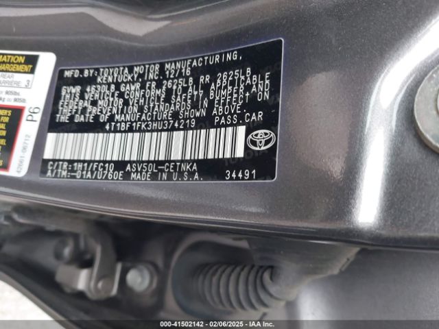 4T1BF1FK3HU374219 Toyota CAMRY LE