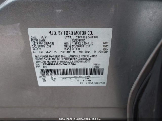 Ford EDGE SEL 2022 2FMPK4J98NBA16364 Image 9