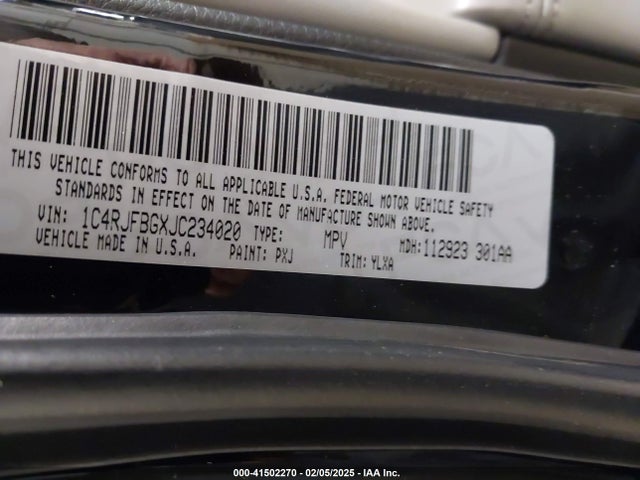 Продаж на аукціоні авто 2018 Jeep Grand Cherokee Sterling Edition 4x4, vin: 1C4RJFBGXJC234020, номер лоту: 41502270
