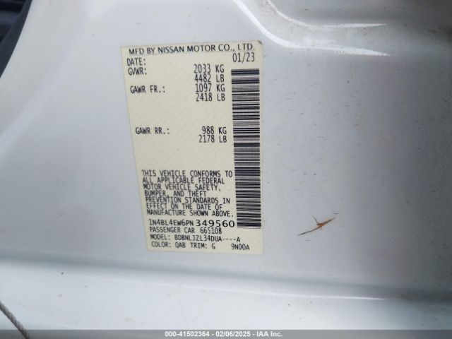 1N4BL4EW6PN349560 Nissan Altima Sl Intelligent Awd