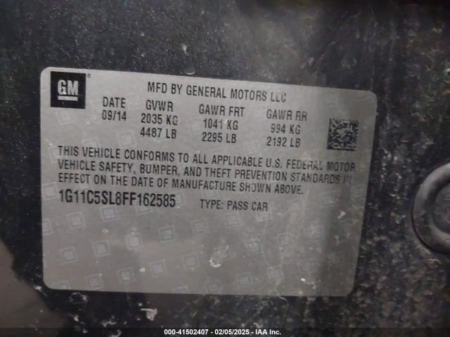 Chevrolet MALIBU 1LT 2015 1G11C5SL8FF162585 Image 9