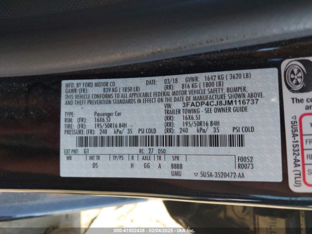 2018 FORD FIESTA 3FADP4CJ8JM116737 Photo 8