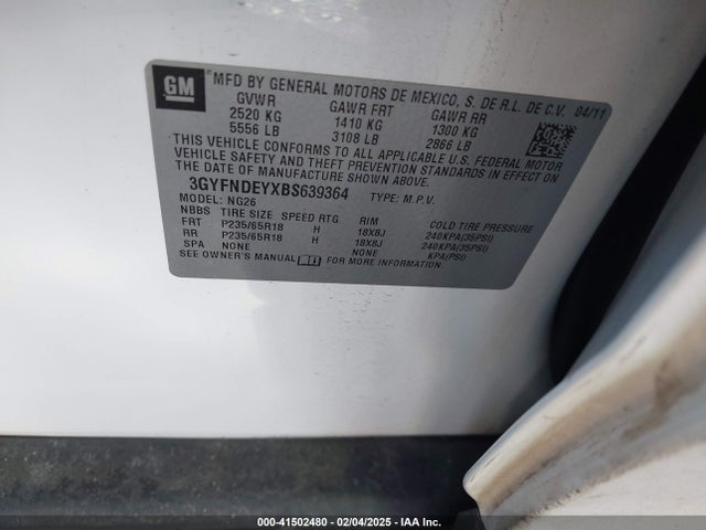 2011 CADILLAC SRX 3GYFNDEYXBS639364 Photo 8