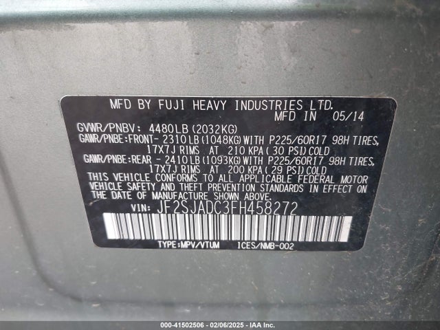 Subaru Forester 2.5i Premium 2015 JF2SJADC3FH458272 Image 9
