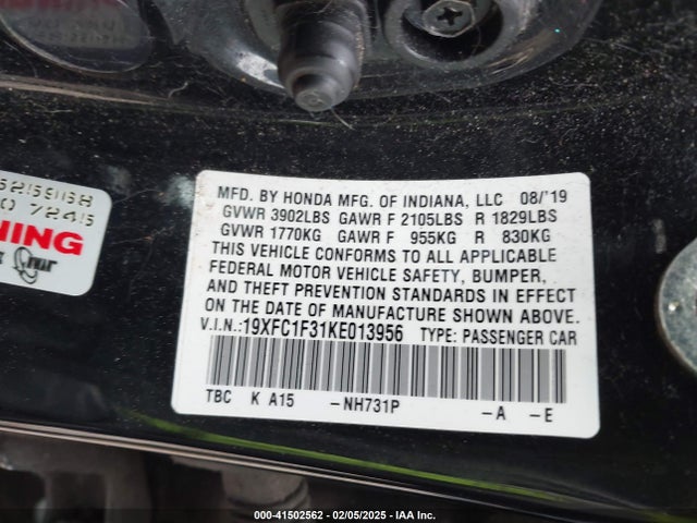 19XFC1F31KE013956 Honda CIVIC EX