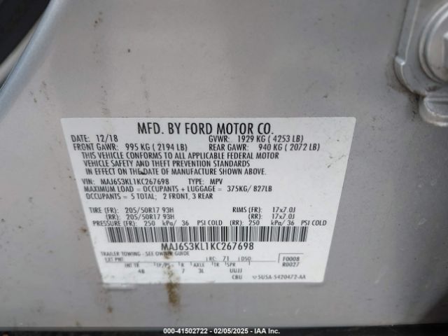MAJ6S3KL1KC267698 Ford Ecosport Titanium