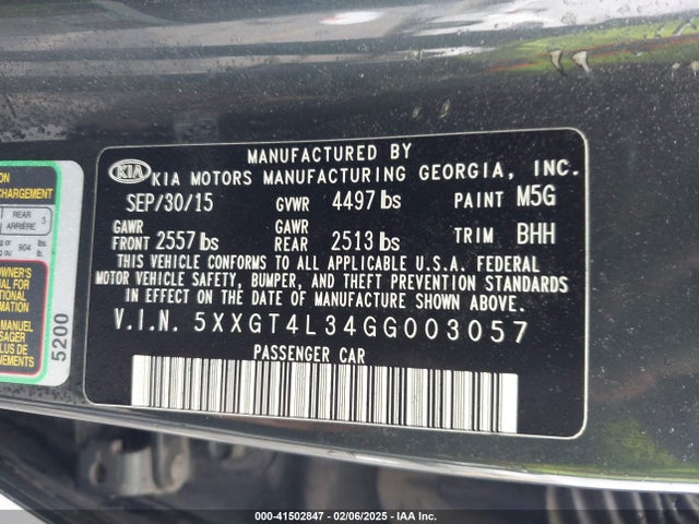 KIA Optima Lx 2016 5XXGT4L34GG003057 Image 9