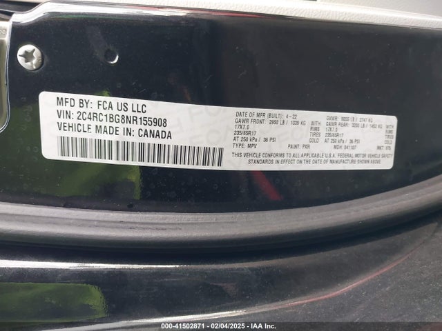 Chrysler Pacifica Touring L 2022 2C4RC1BG8NR155908 Image 9