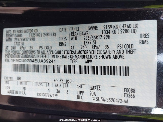 1FMCU0G94EUA39241 Ford ESCAPE SE