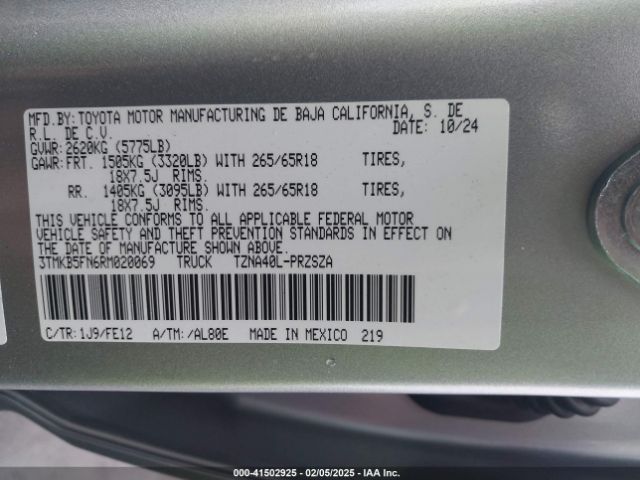 3TMKB5FN6RM020069 Toyota Tacoma Trd Sport