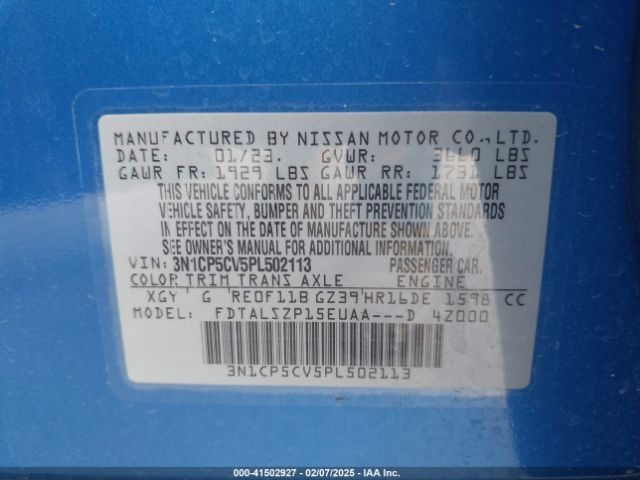 3N1CP5CV5PL502113 Nissan KICKS SV