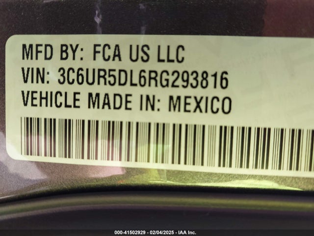 3C6UR5DL6RG293816 RAM 2500