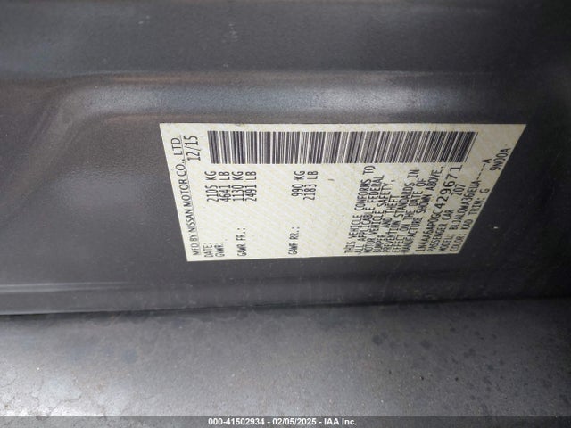Nissan Maxima 3.5 S 2016 1N4AA6AP0GC429671 Image 9