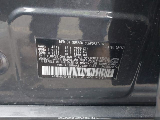 4S3BNAA60J3011809 Subaru Legacy 2.5i