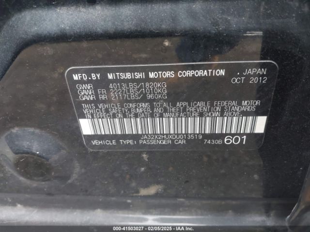 2013 MITSUBISHI LANCER SPORTBACK JA32X2HUXDU013519 Photo 8