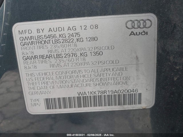 2009 AUDI Q5 WA1KK78R19A020046 Photo 8