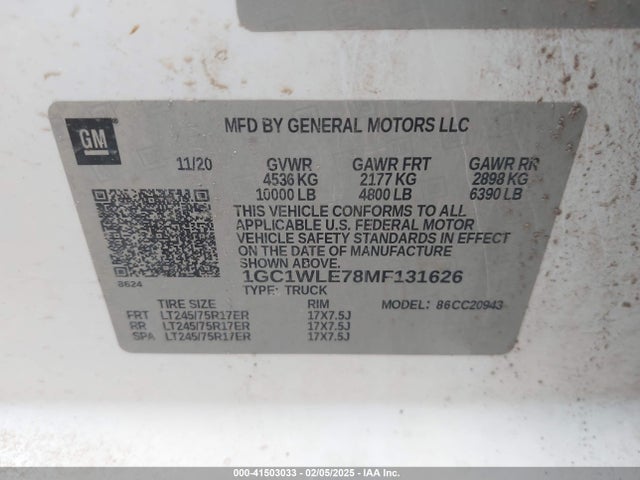 1GC1WLE78MF131626 Chevrolet Silverado 2500hd 2wd  Long Bed Wt