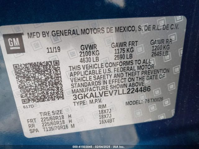 3GKALVEV7LL224486 GMC Terrain Awd Slt
