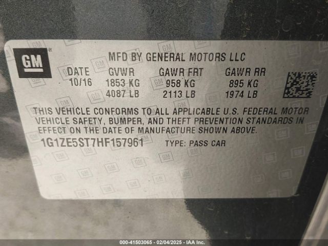 1G1ZE5ST7HF157961 Chevrolet MALIBU 1LT