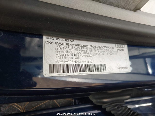 2006 AUDI A4 WAUAC48H26K010472 Photo 8