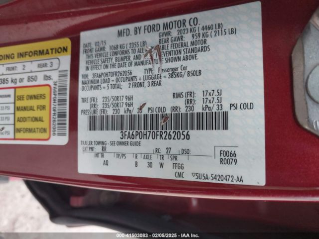 3FA6P0H70FR262056 Ford FUSION SE