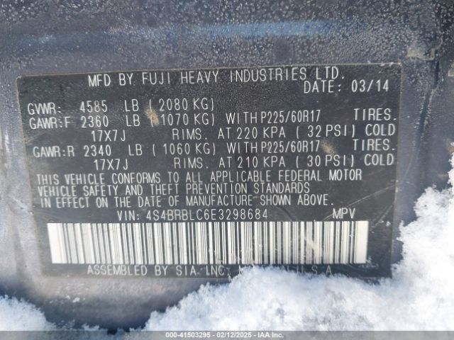 4S4BRBLC6E3298684 Subaru Outback 2.5i Limited