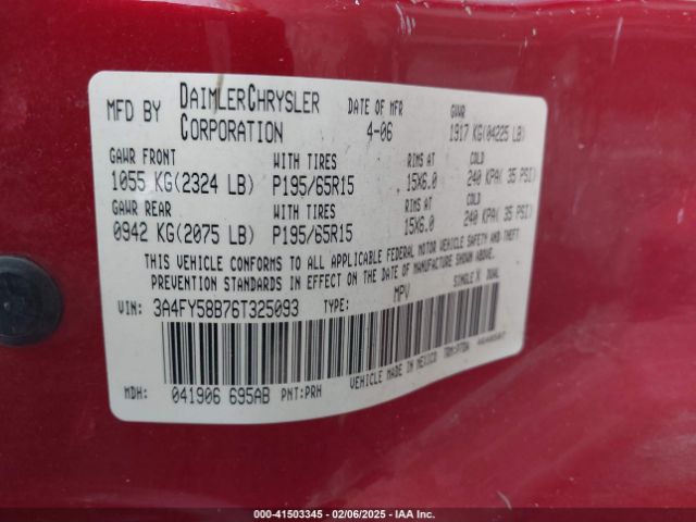 2006 CHRYSLER PT CRUISER 3A4FY58B76T325093 Photo 8