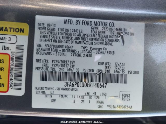 3FA6P0LU0ER140647 Ford Fusion Hybrid Se