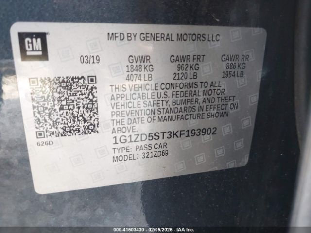 2019 CHEVROLET MALIBU 1G1ZD5ST3KF193902 Photo 8