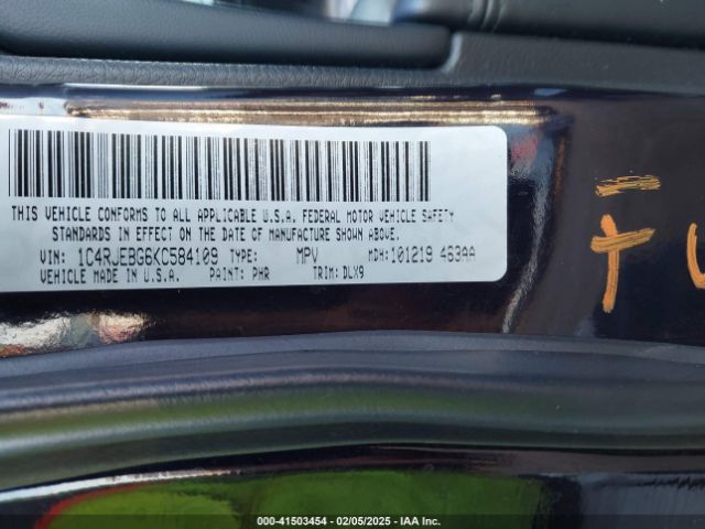 2019 JEEP GRAND CHEROKEE 1C4RJEBG6KC584109 Photo 8