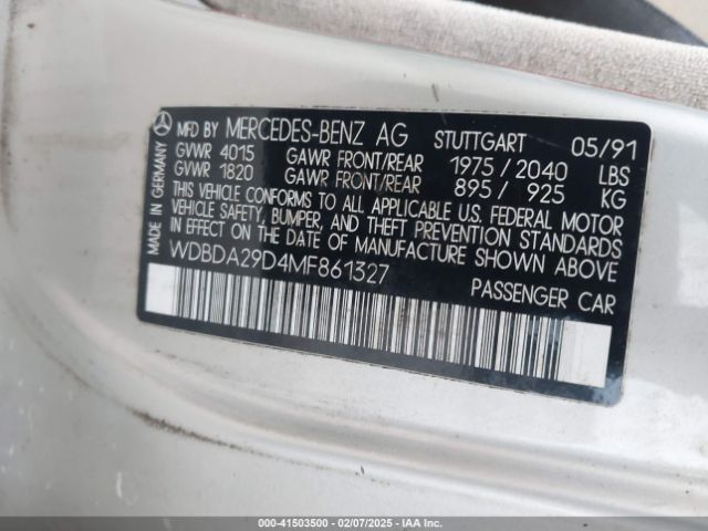 1991 MERCEDES-BENZ 190 WDBDA29D4MF861327 Photo 8