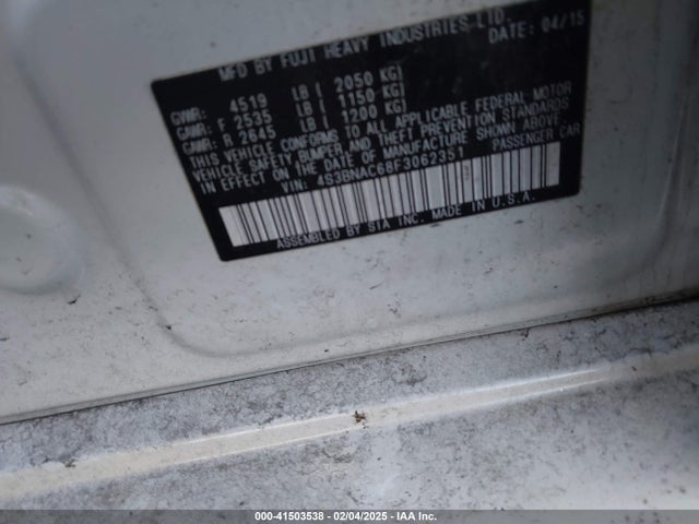 Subaru Legacy 2.5i Premium 2015 4S3BNAC68F3062351 Image 9