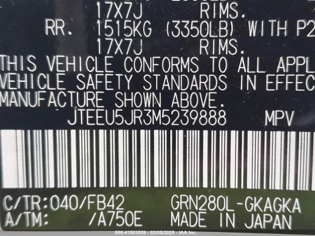 JTEEU5JR3M5239888 Toyota 4RUNNER SR5