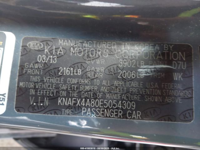 KNAFX4A80E5054309 KIA FORTE EX