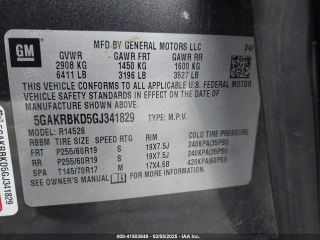 5GAKRBKD5GJ341829 Buick Enclave Leather