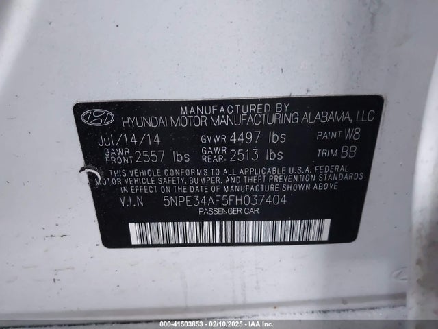 5NPE34AF5FH037404 Hyundai Sonata Limited