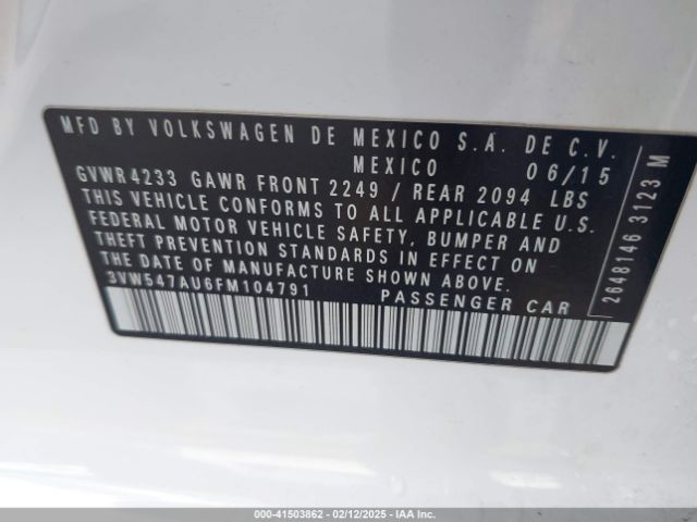 3VW547AU6FM104791 Volkswagen Golf Gti 2.0t Se W/performance Package 4-door