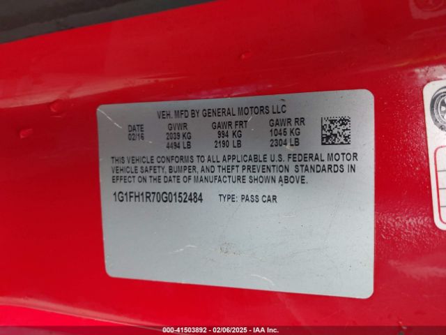 1G1FH1R70G0152484 Chevrolet CAMARO 2SS