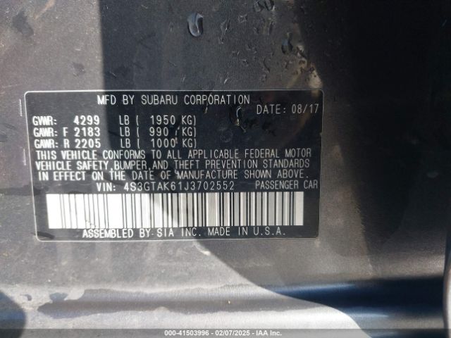 4S3GTAK61J3702552 Subaru Impreza 2.0i Sport