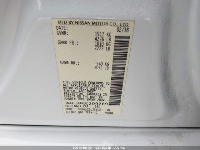 Nissan Altima 2.5 S 2018 1N4AL3AP4JC209269 Image 9