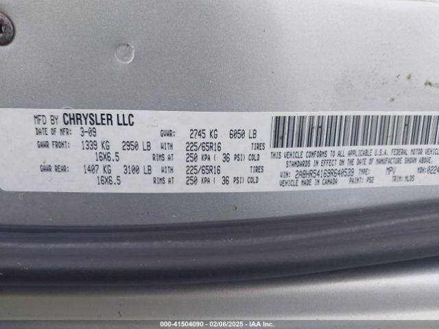 2009 CHRYSLER TOWN & COUNTRY 2A8HR54169R640539 Photo 8