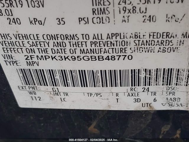 2FMPK3K95GBB48770 Ford Edge Titanium