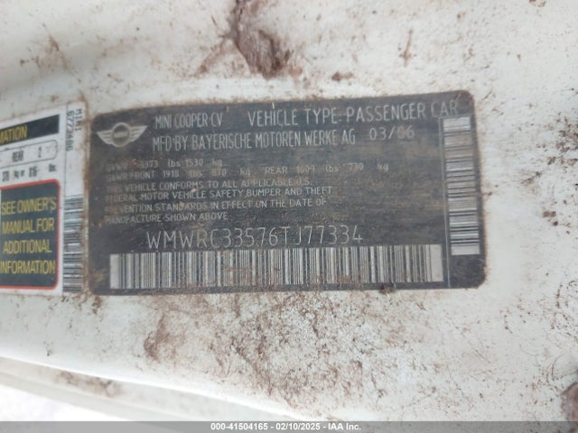 2006 MINI COOPER WMWRC33576TJ77334 Photo 8