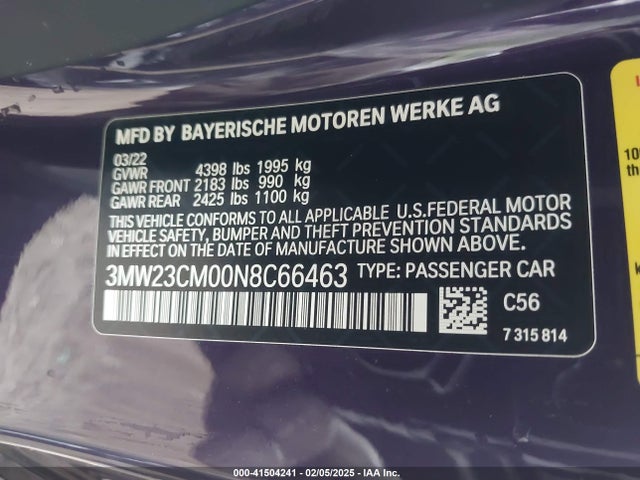 3MW23CM00N8C66463 BMW 230I
