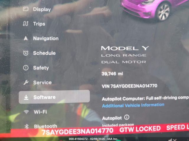 7SAYGDEE3NA014770 Tesla Model Y Long Range Dual Motor All-wheel Drive