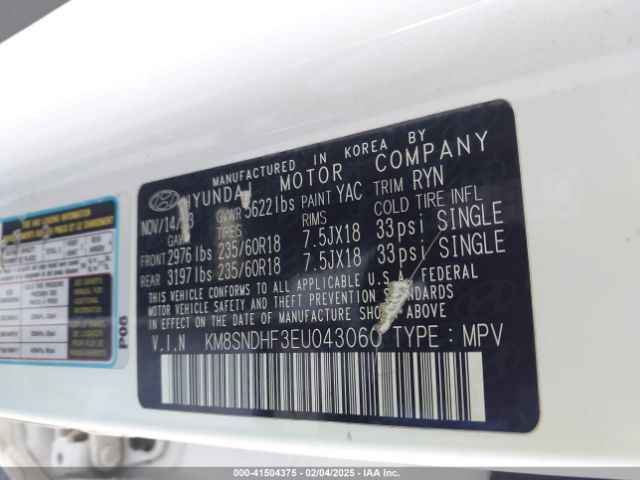 KM8SNDHF3EU043060 Hyundai Santa Fe Limited