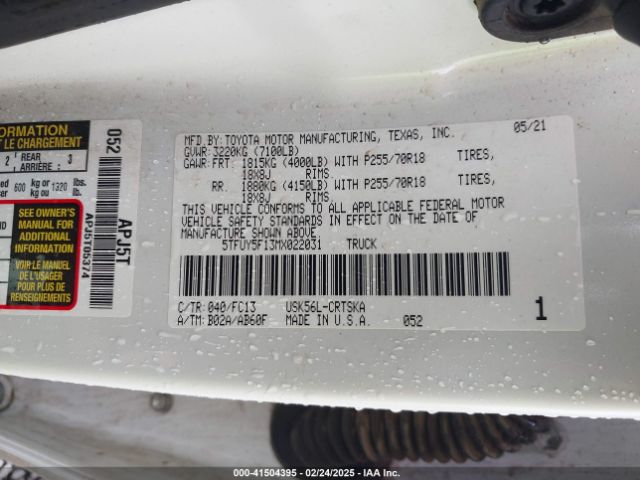 5TFUY5F13MX022031 Toyota Tundra Sr5