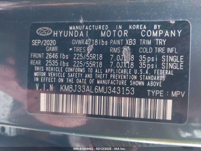 KM8J33AL6MU343153 Hyundai TUCSON SEL