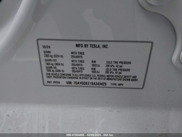 7SAYGDEE1SA343429 Tesla Model Y Long Range Dual Motor All-wheel Drive
